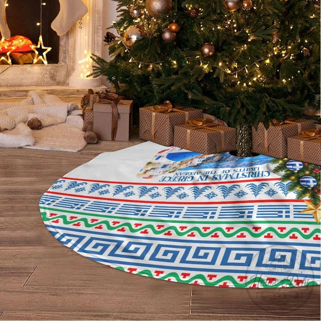 Christmas In Greece Aegean Sea Greek Cross Tree Skirt 6 Christmas In Greece Aegean Sea Greek Cross Tree Skirt