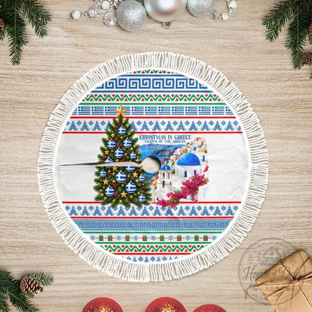 Christmas In Greece Aegean Sea Greek Cross Tree Skirt 7 Christmas In Greece Aegean Sea Greek Cross Tree Skirt