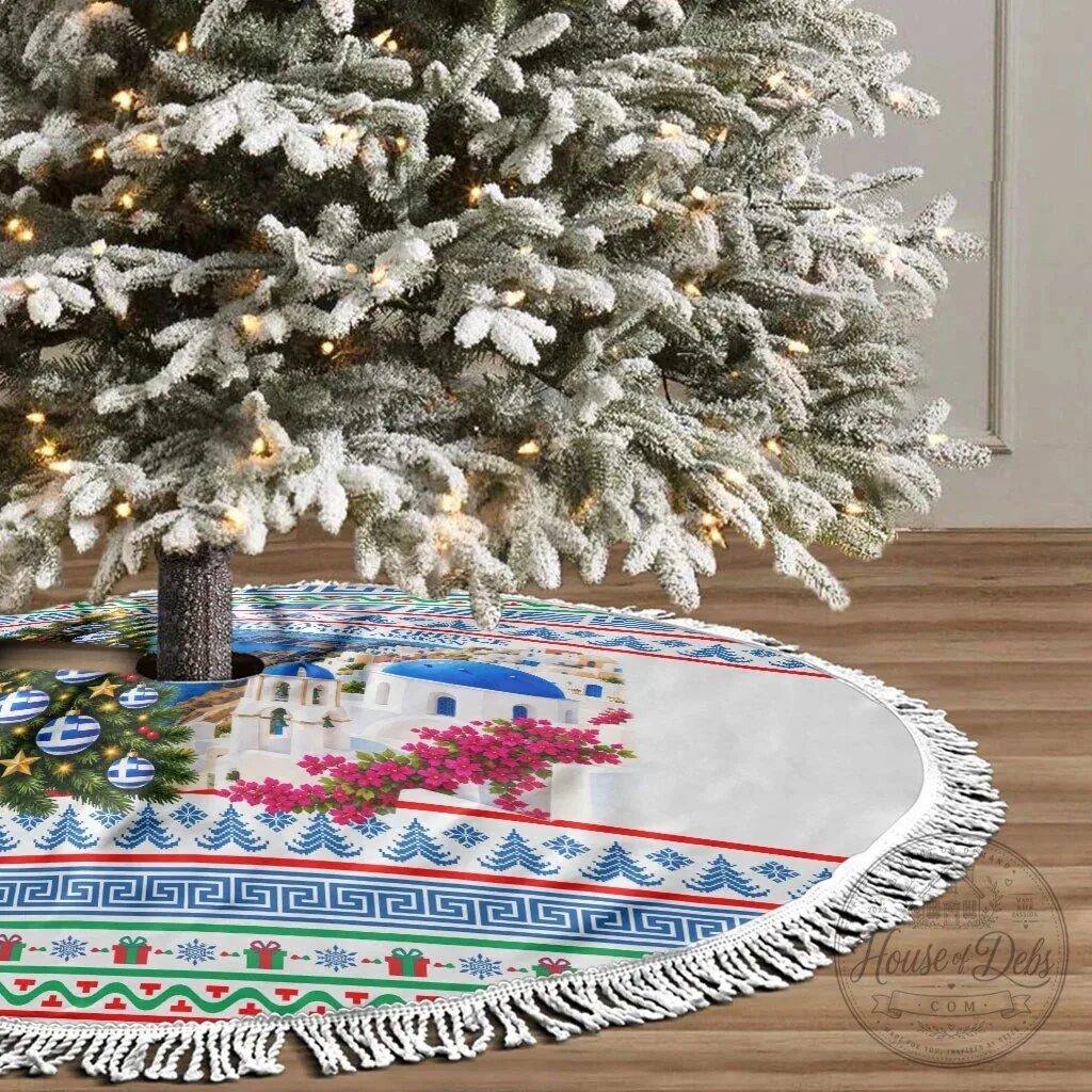 Christmas In Greece Aegean Sea Greek Cross Tree Skirt 8 Christmas In Greece Aegean Sea Greek Cross Tree Skirt
