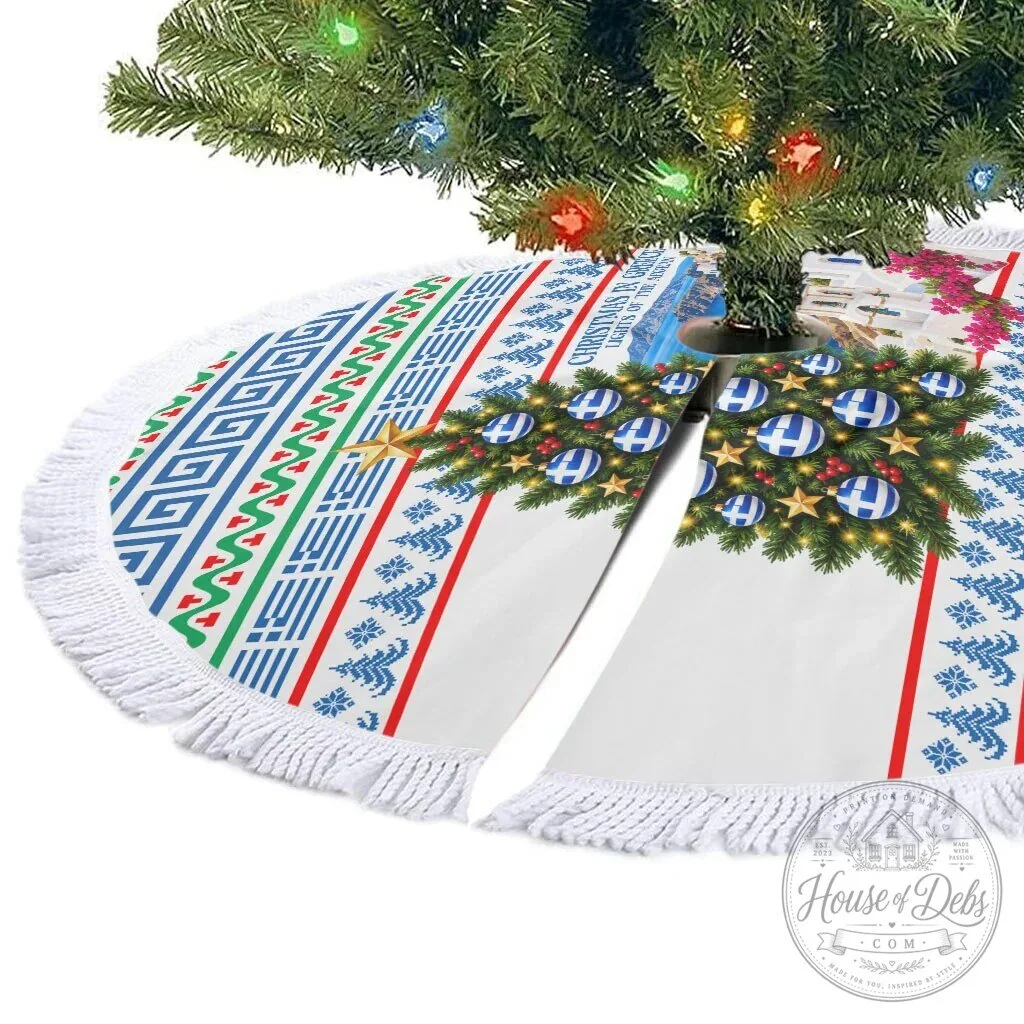 Christmas In Greece Aegean Sea Greek Cross Tree Skirt 9 Christmas In Greece Aegean Sea Greek Cross Tree Skirt