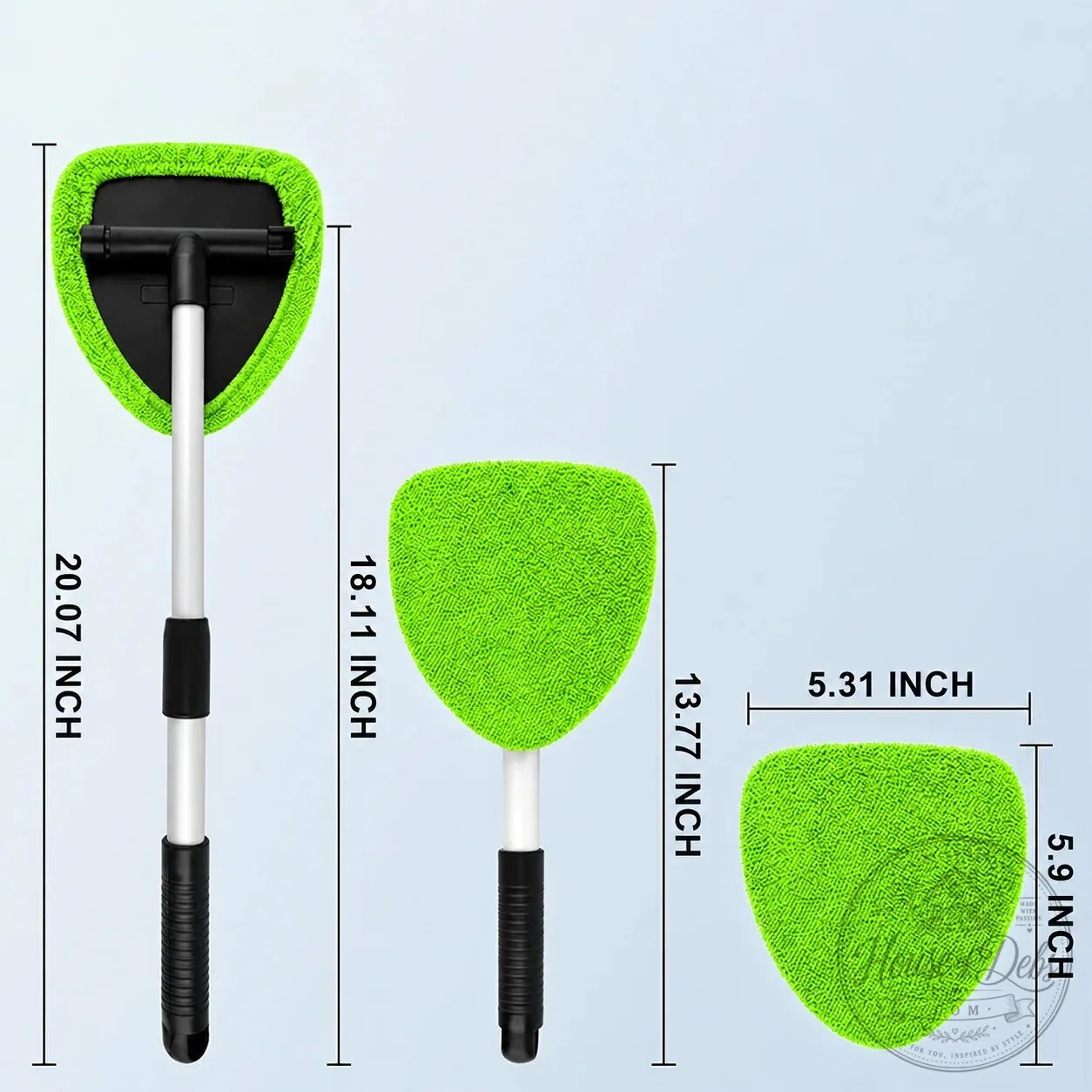 Car Windshield Cleaning Tool Kit with Extendable Handle and Microfiber Pads
