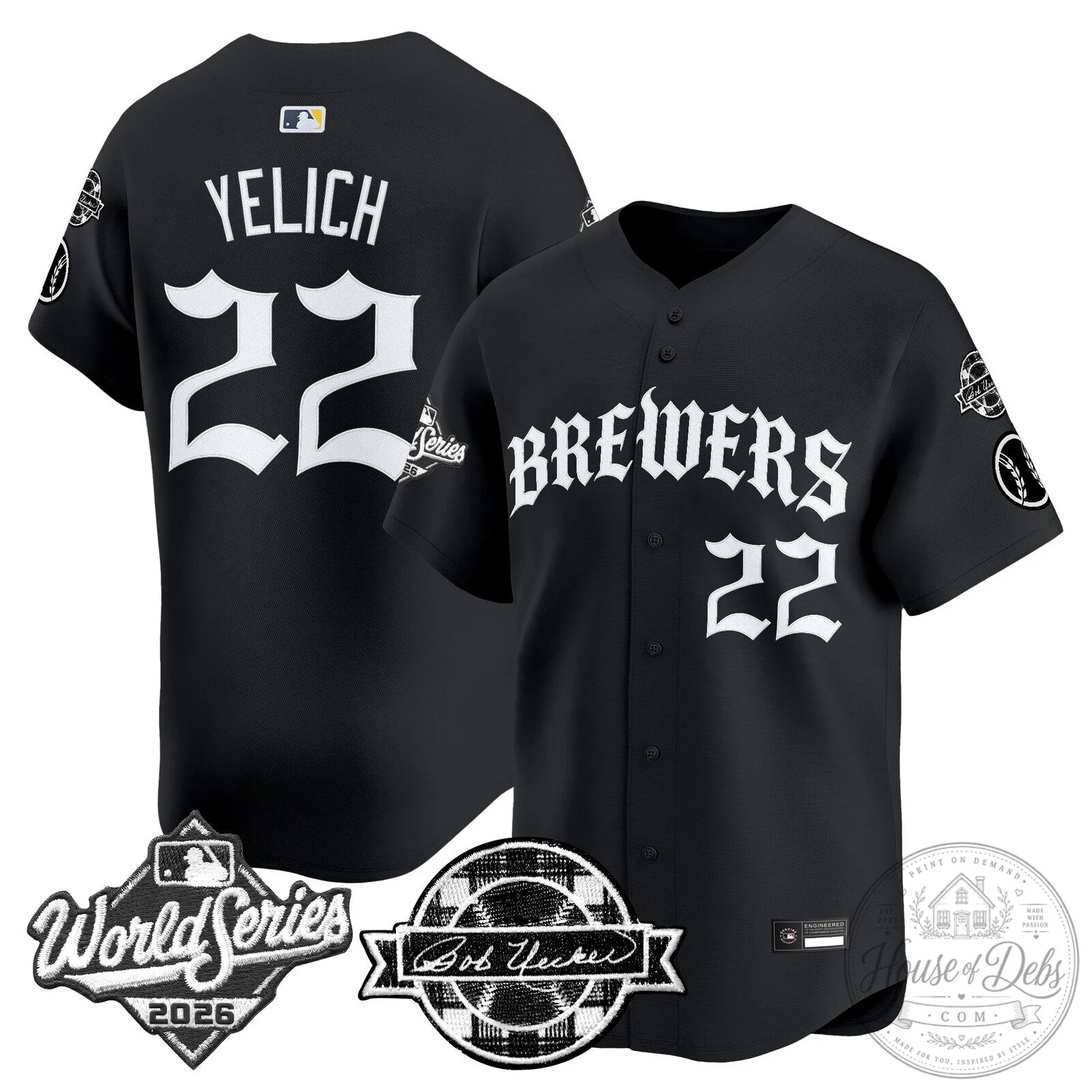Milwaukee Brewers Christian Yelich 22 Black World Series Baseball Jersey