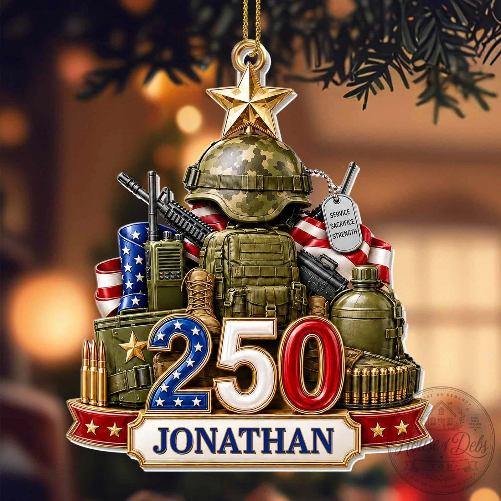 Military Service Sacrifice Strength Personalized Acrylic Ornament 16 Military Service Sacrifice Strength Personalized Acrylic Ornament