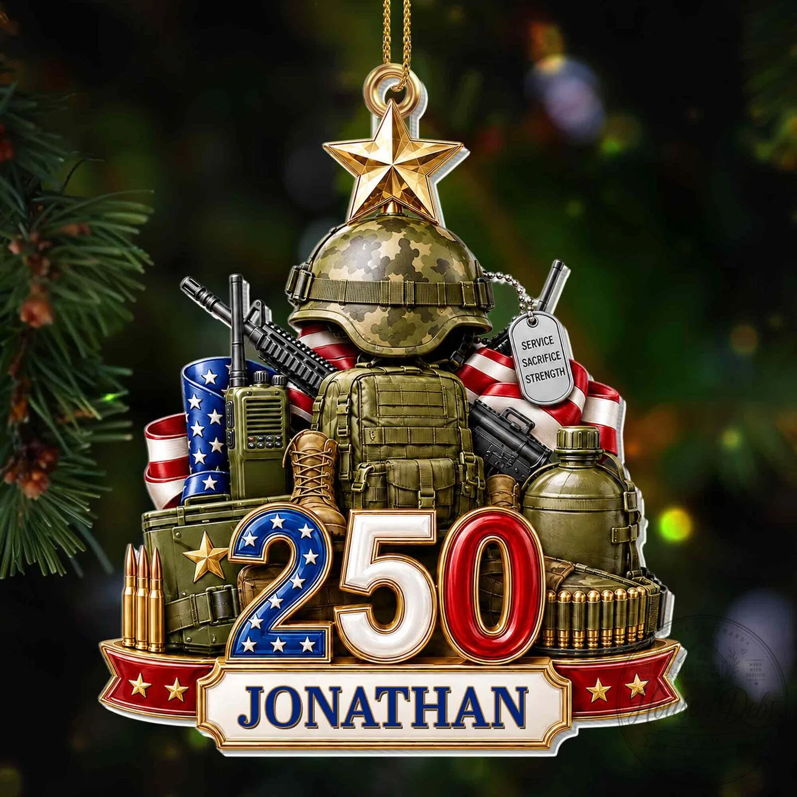 Military Service Sacrifice Strength Personalized Acrylic Ornament 19 Military Service Sacrifice Strength Personalized Acrylic Ornament