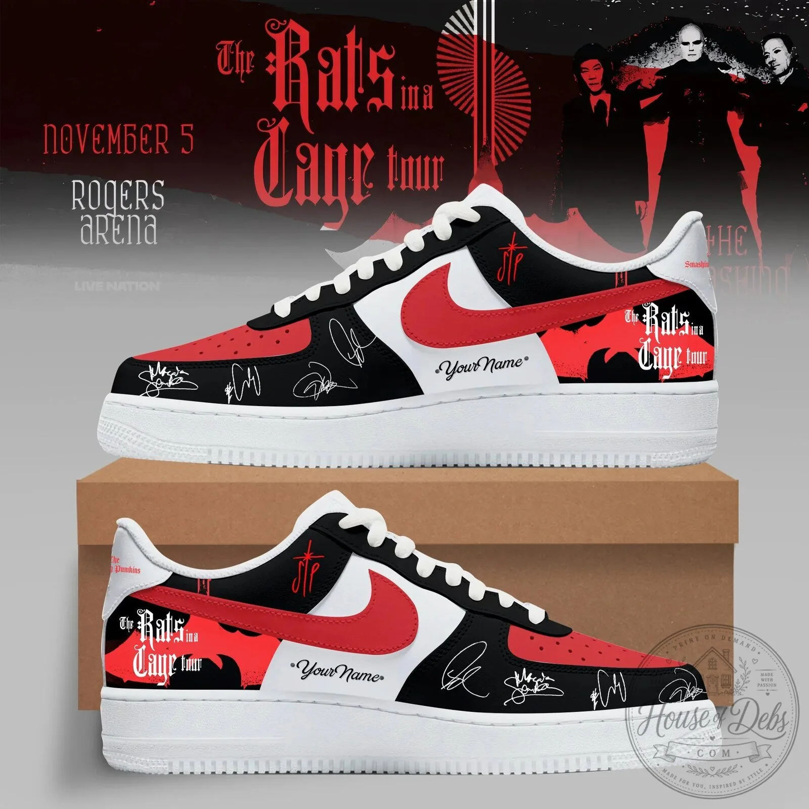Custom Name Shoes from The Smashing Pumpkins Rats In A Cage Tour