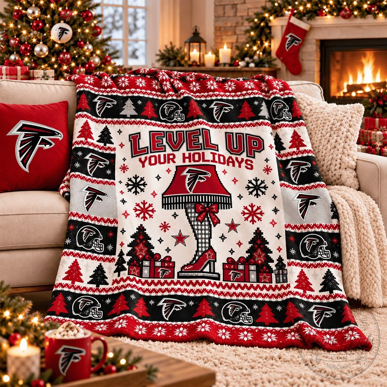 Atlanta Falcons Christmas Level Up Your Holidays Festive Blanket 2 Atlanta Falcons Christmas Level Up Your Holidays Festive Blanket