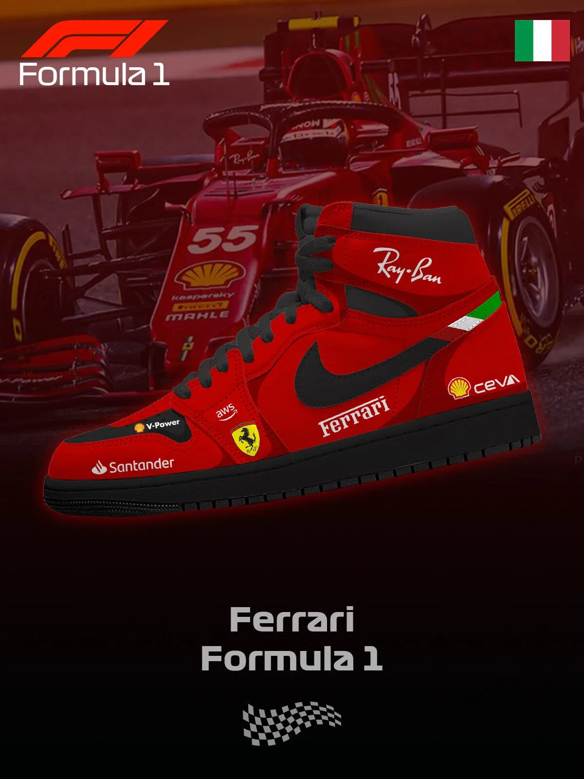 Ferrari Formula 1 Racing Team High-Top Sneakers