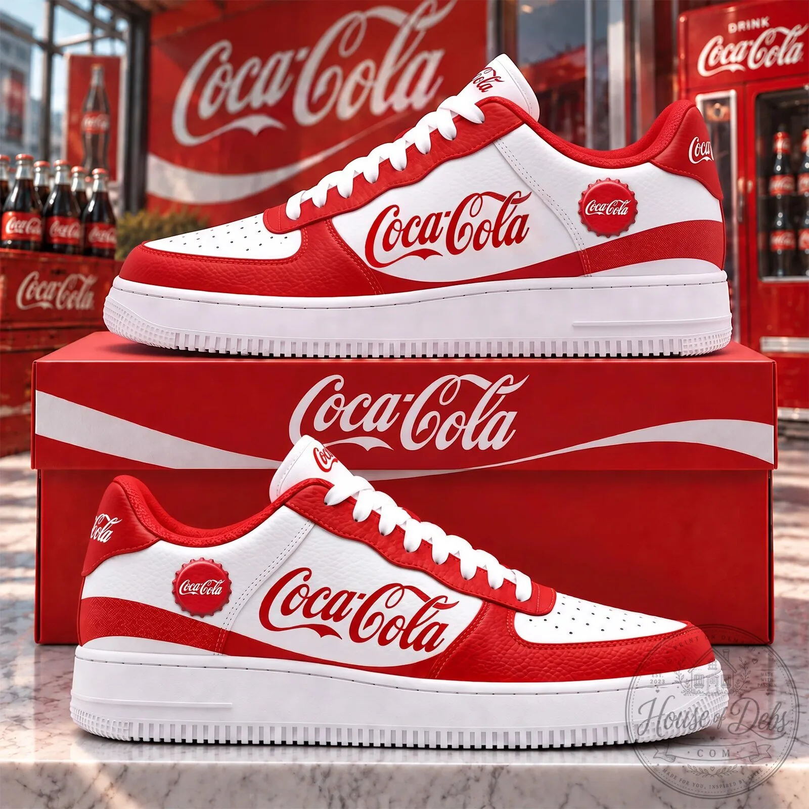 Coca-Cola Classic Red and White Branded Air Force 1 Style Shoes