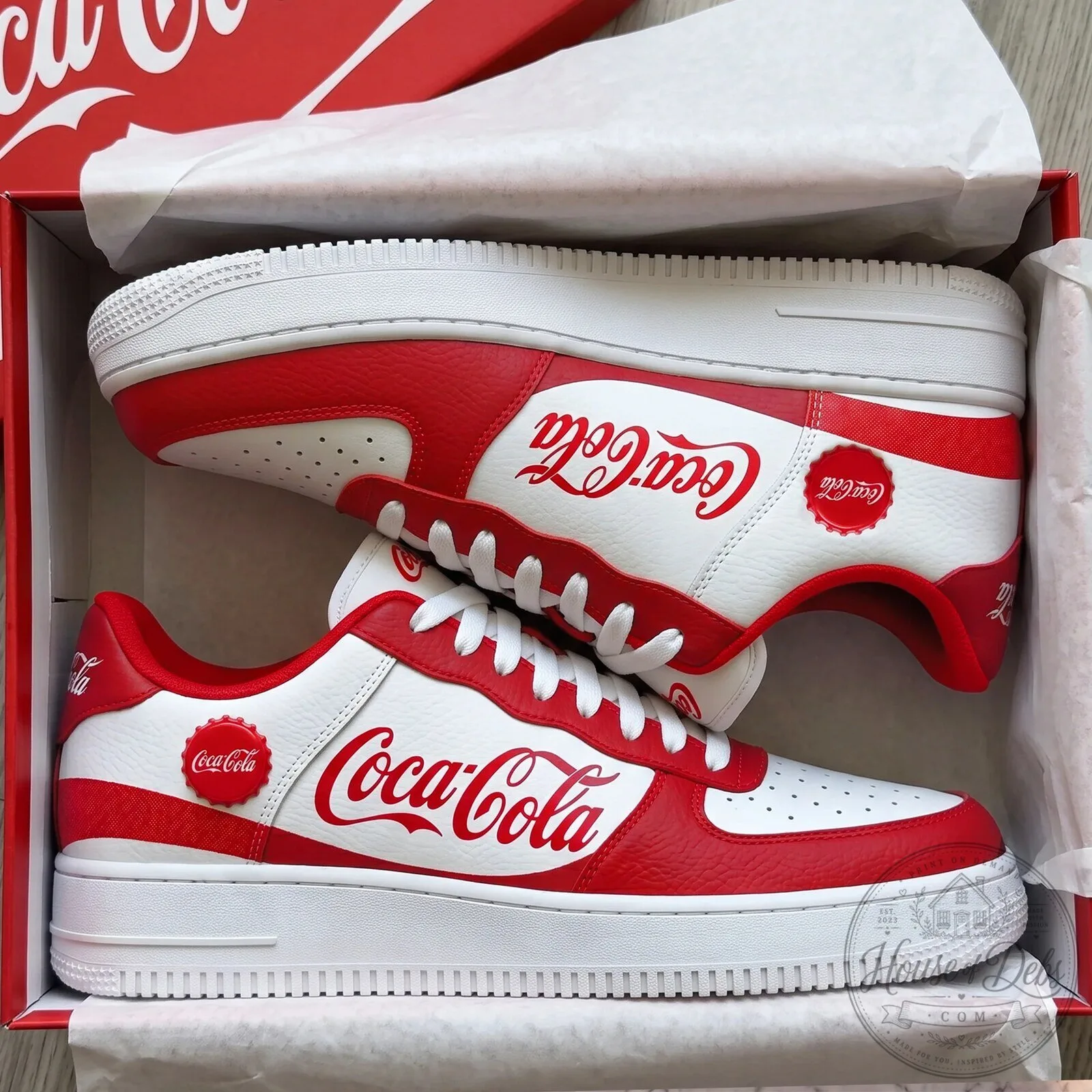 Coca-Cola Classic Red and White Branded Air Force 1 Style Shoes 8 Coca-Cola Classic Red and White Branded Air Force 1 Style Shoes