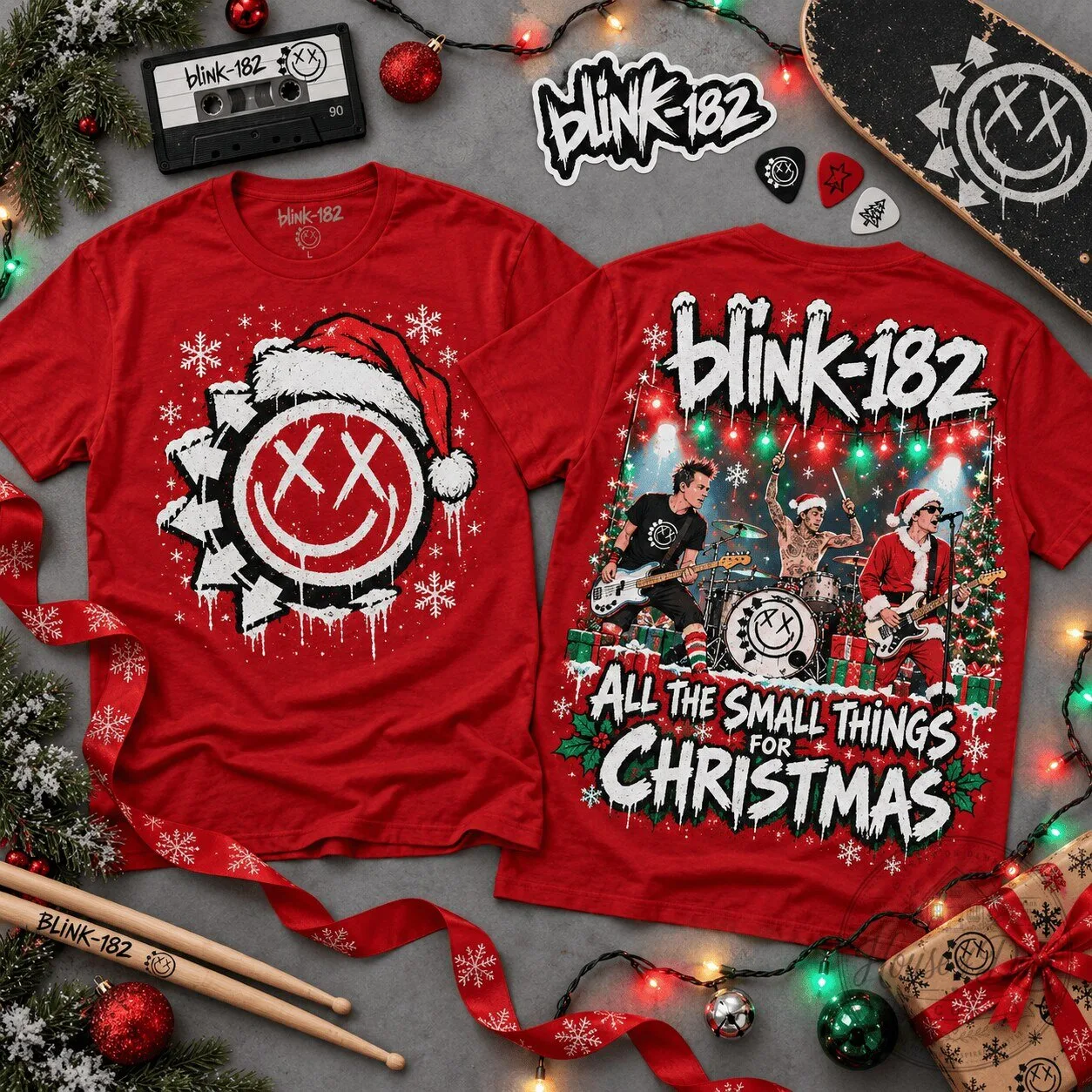 Blink-182 All the Small Things Christmas Holiday Concert T-Shirt 2 Blink-182 All the Small Things Christmas Holiday Concert T-Shirt