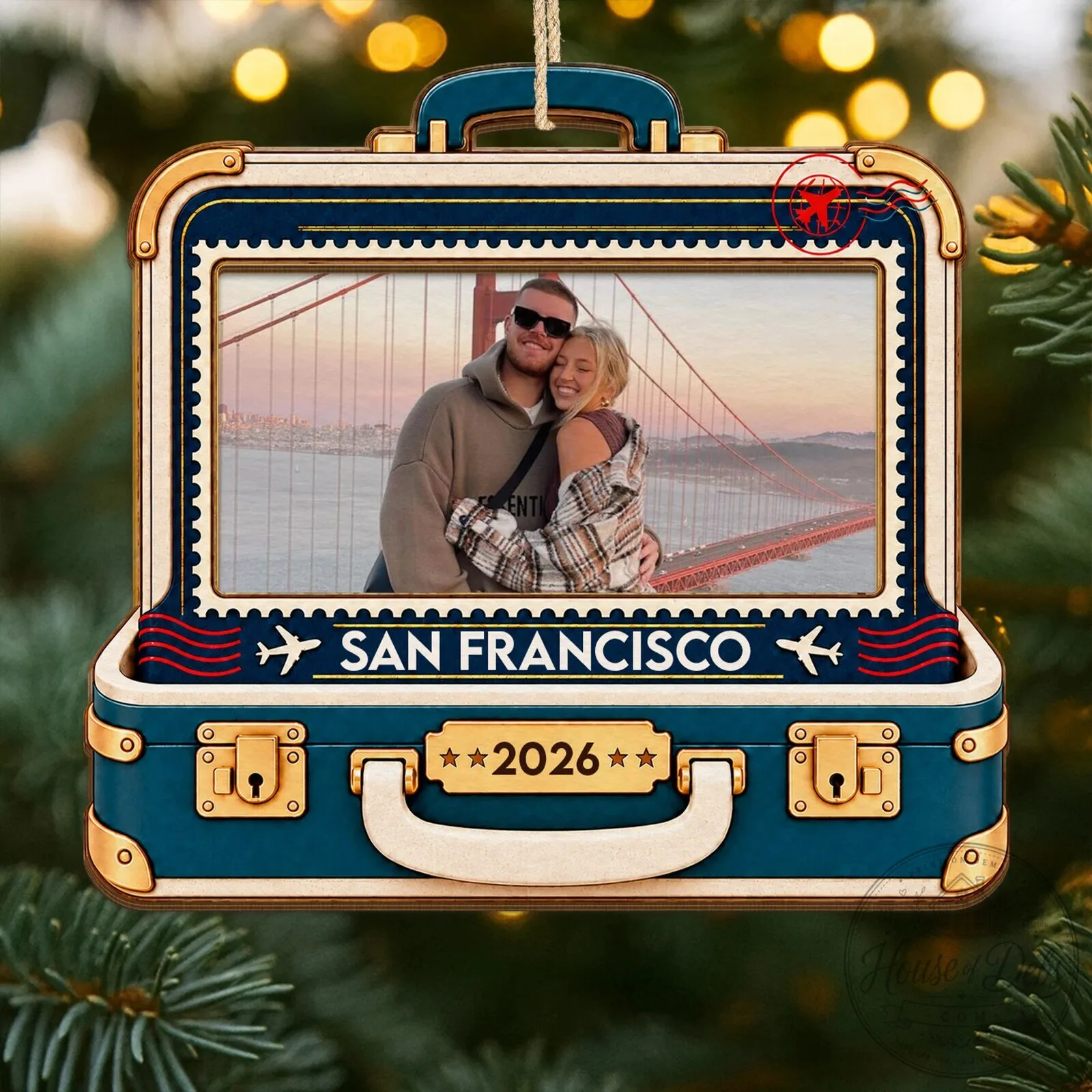 Personalized Suitcase Travel Photo Ornament, Custom Family Vacation Keepsake Gift 12 Personalized Suitcase Travel Photo Ornament, Custom Family Vacation Keepsake Gift