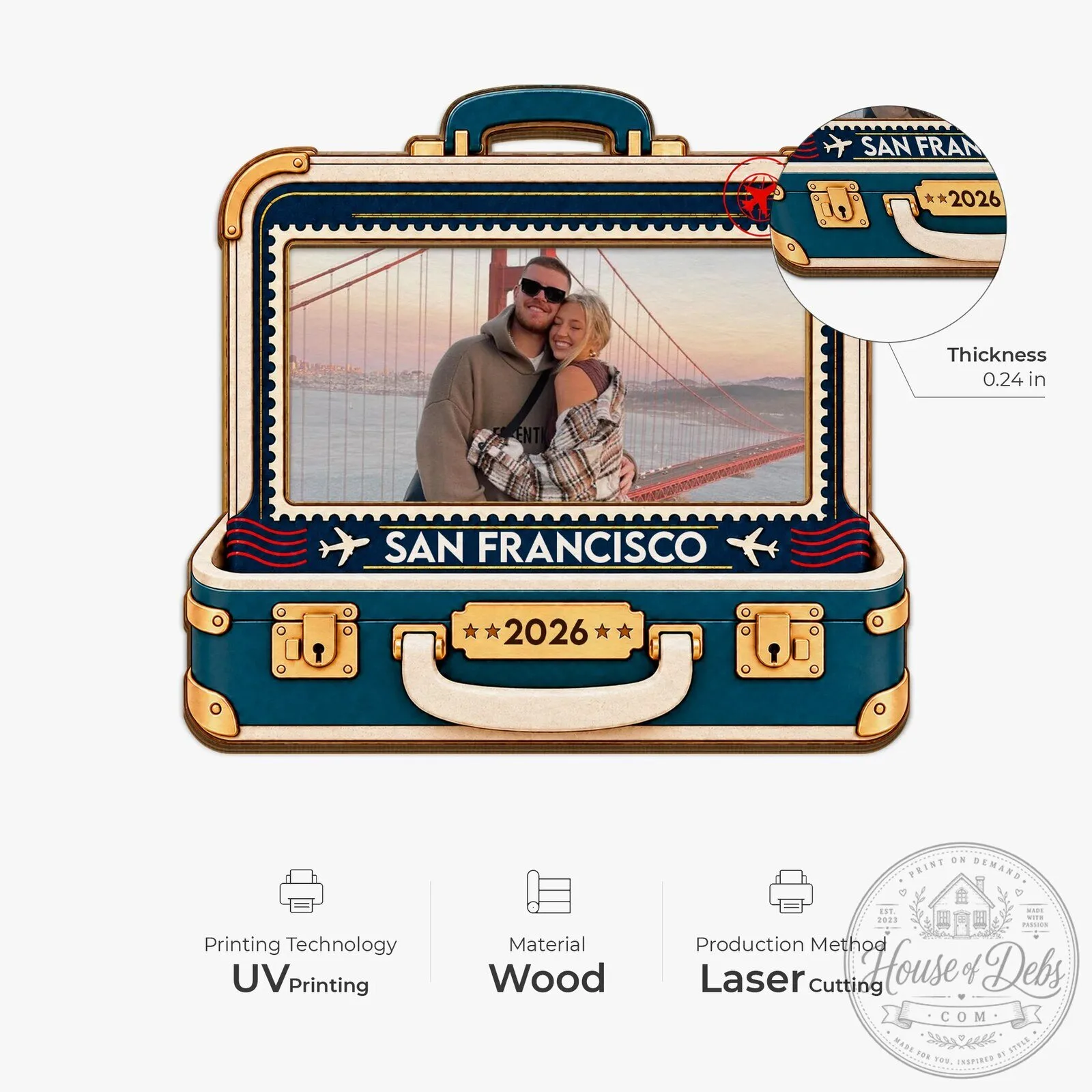 Personalized Suitcase Travel Photo Ornament, Custom Family Vacation Keepsake Gift 13 Personalized Suitcase Travel Photo Ornament, Custom Family Vacation Keepsake Gift