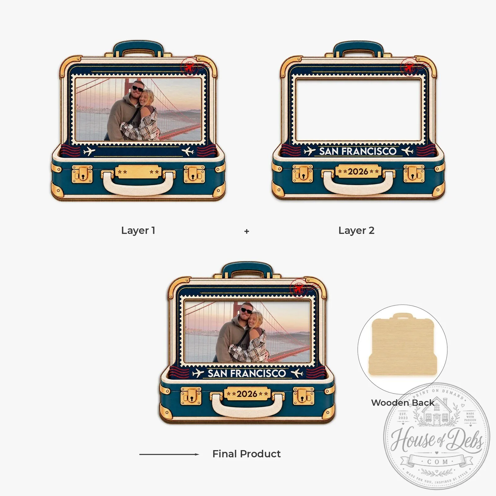 Personalized Suitcase Travel Photo Ornament, Custom Family Vacation Keepsake Gift 15 Personalized Suitcase Travel Photo Ornament, Custom Family Vacation Keepsake Gift