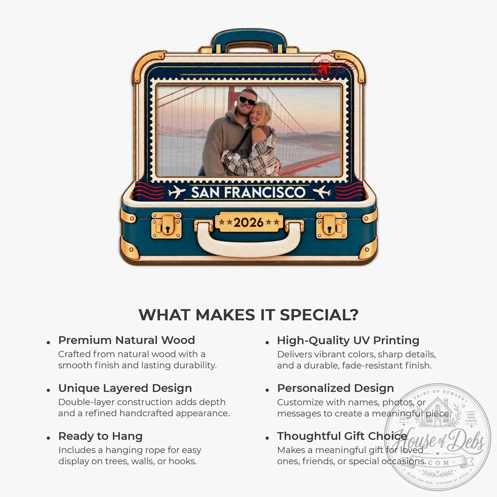 Personalized Suitcase Travel Photo Ornament, Custom Family Vacation Keepsake Gift 17 Personalized Suitcase Travel Photo Ornament, Custom Family Vacation Keepsake Gift