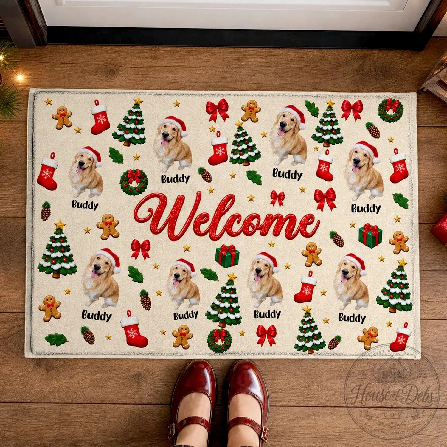 Personalized Golden Retriever Christmas Welcome Doormat, Custom Pet Holiday Decor 8 Personalized Golden Retriever Christmas Welcome Doormat, Custom Pet Holiday Decor