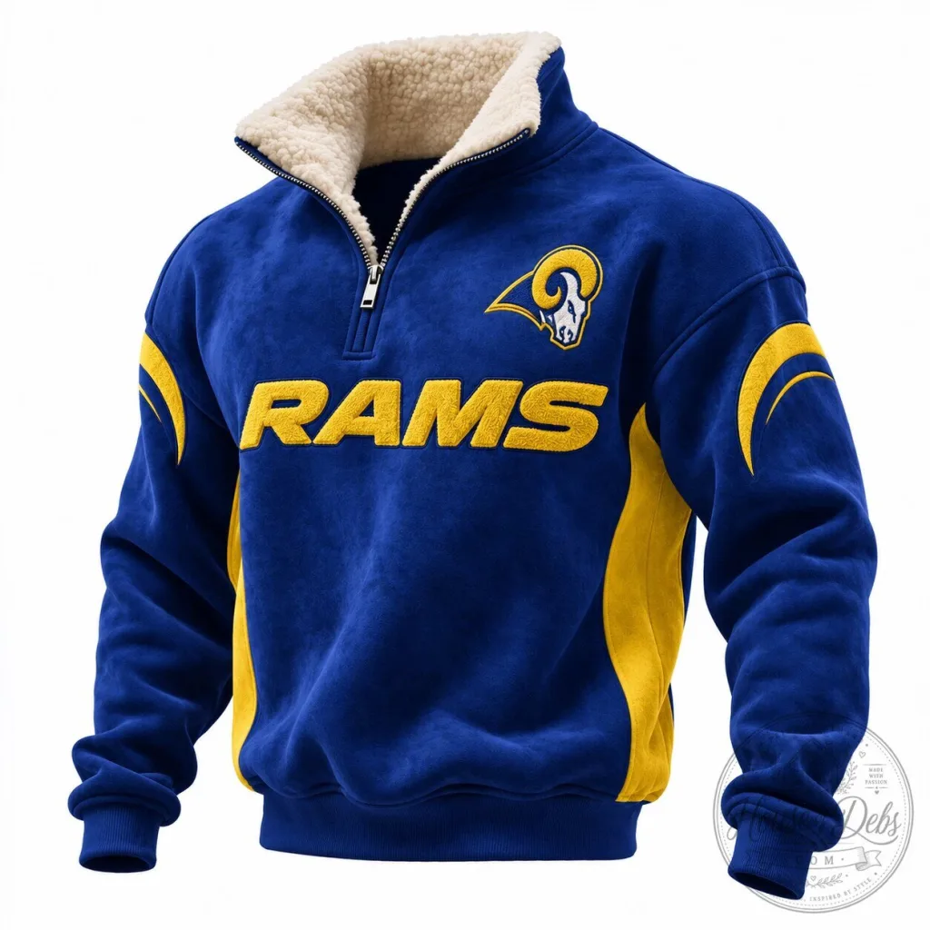 Los Angeles Rams Sherpa Quarter-Zip Mock Neck Sweatshirt