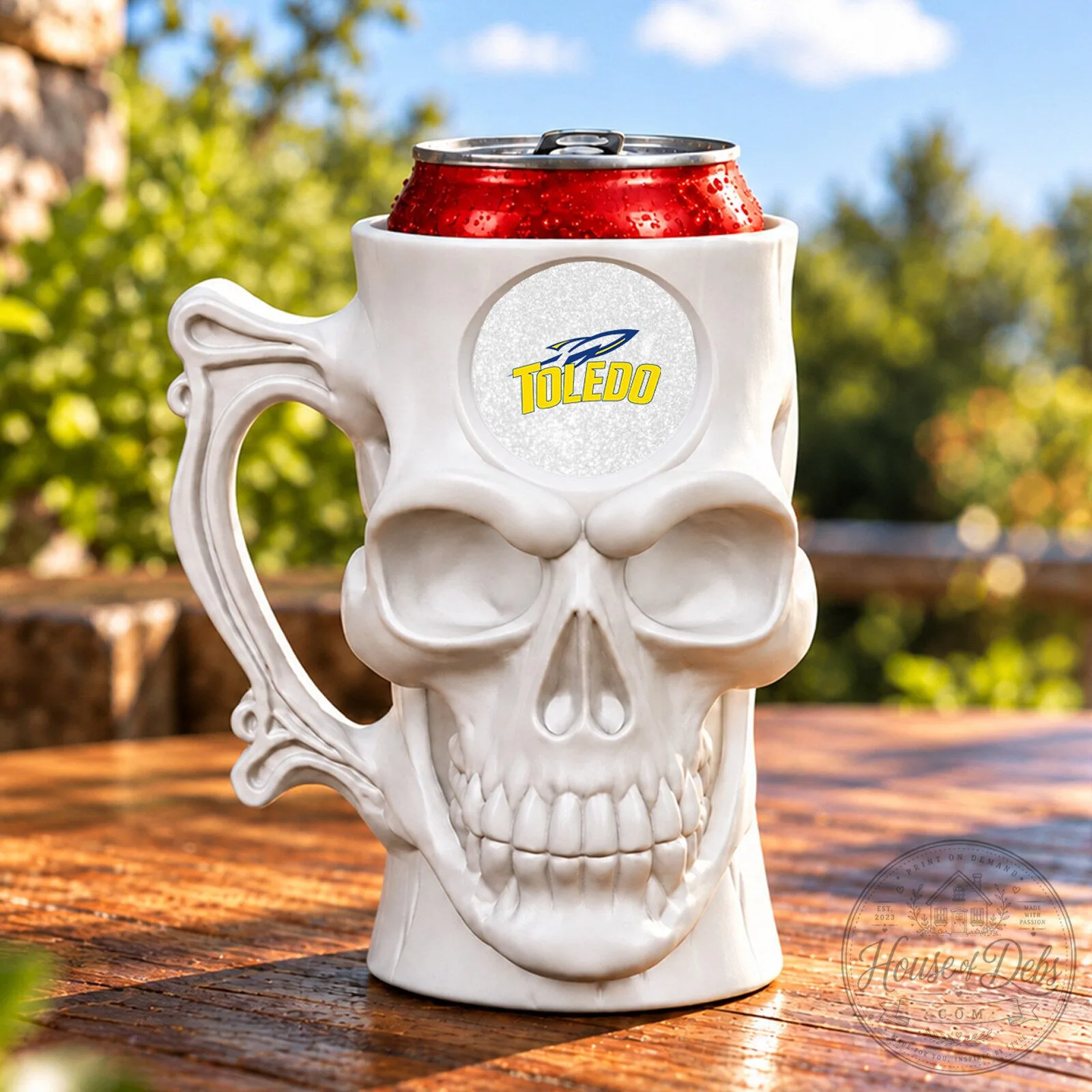 Toledo Rockets NCAA Skull Can Holder for Beverage Cans and Bottles