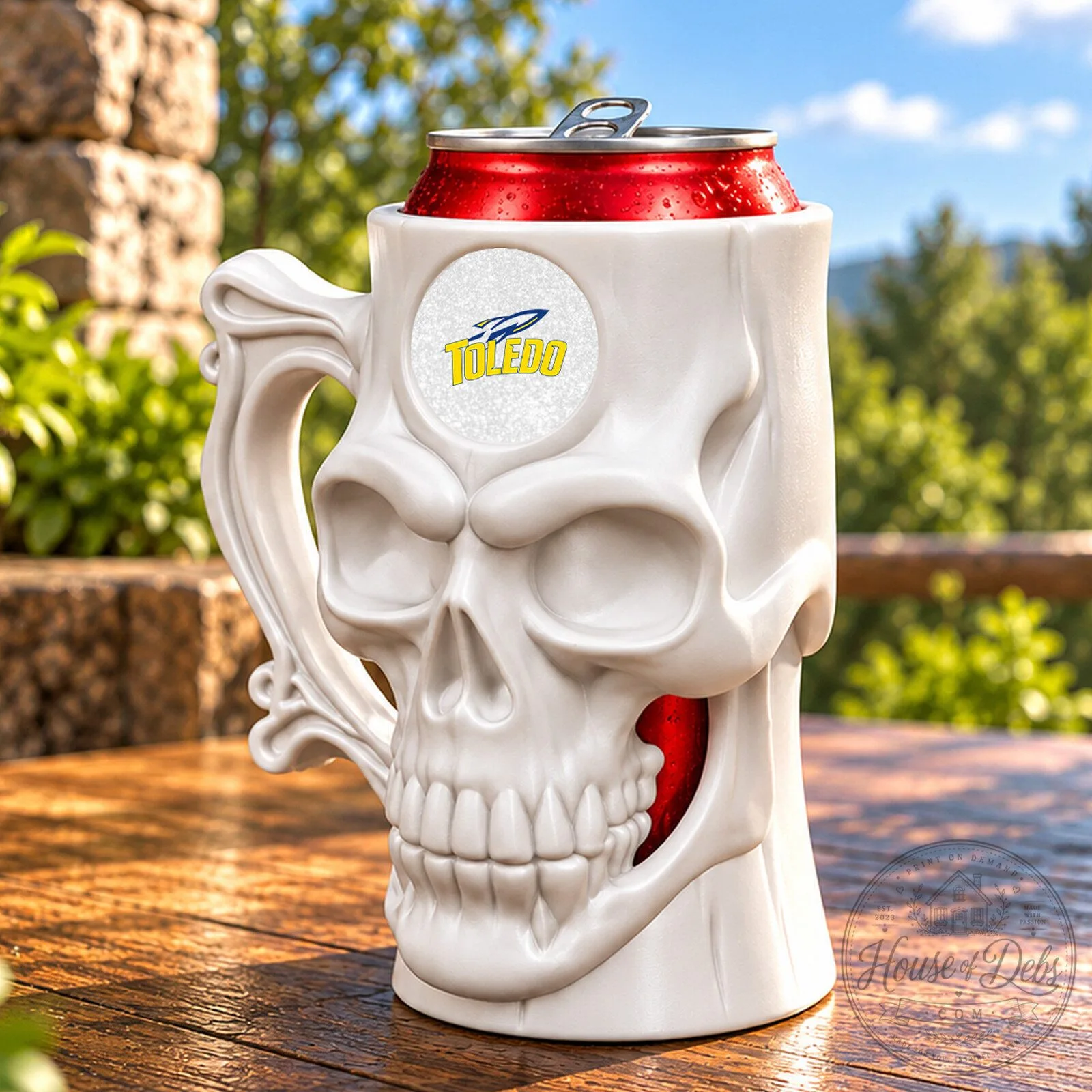 Toledo Rockets NCAA Skull Can Holder for Beverage Cans and Bottles 5 Toledo Rockets NCAA Skull Can Holder for Beverage Cans and Bottles