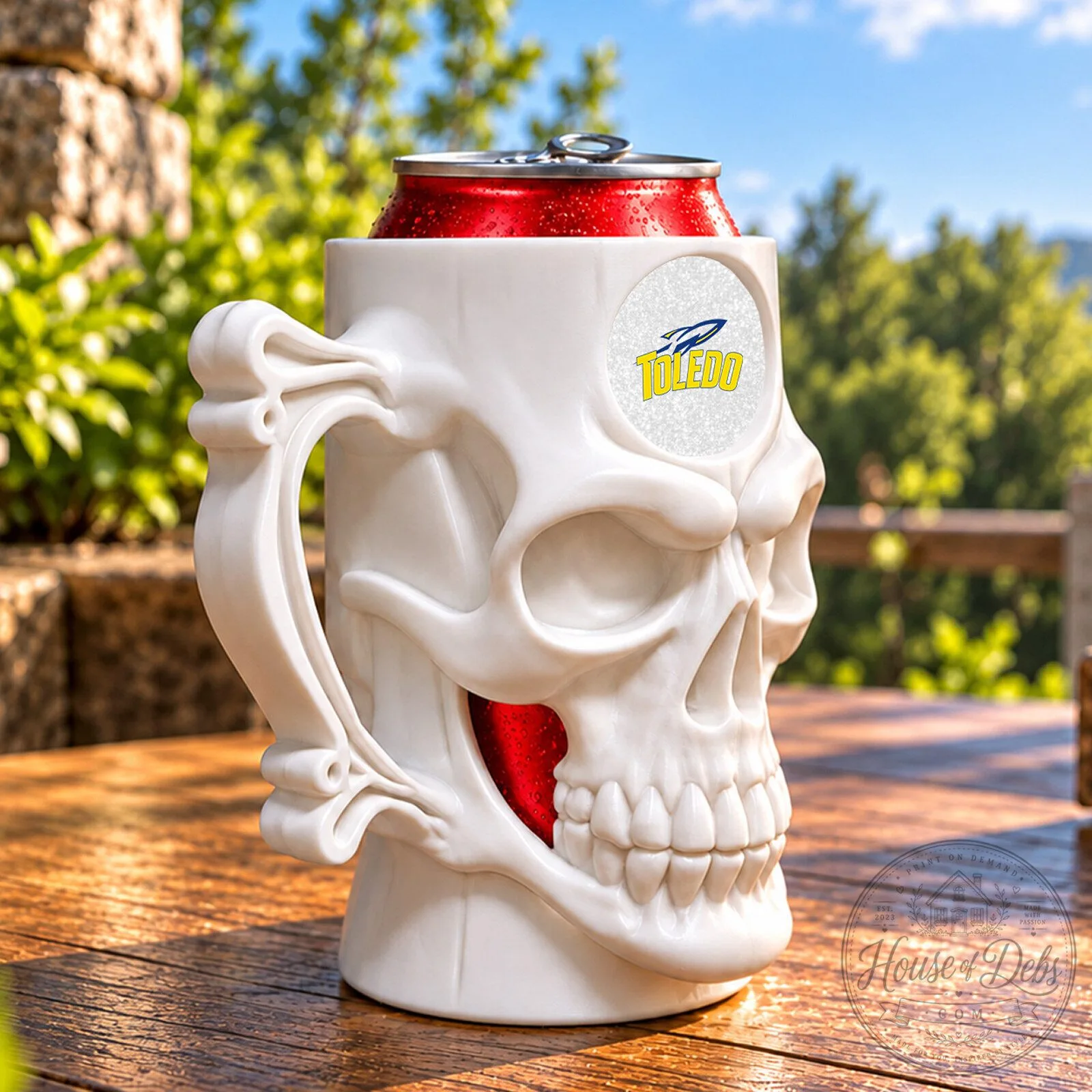 Toledo Rockets NCAA Skull Can Holder for Beverage Cans and Bottles 6 Toledo Rockets NCAA Skull Can Holder for Beverage Cans and Bottles