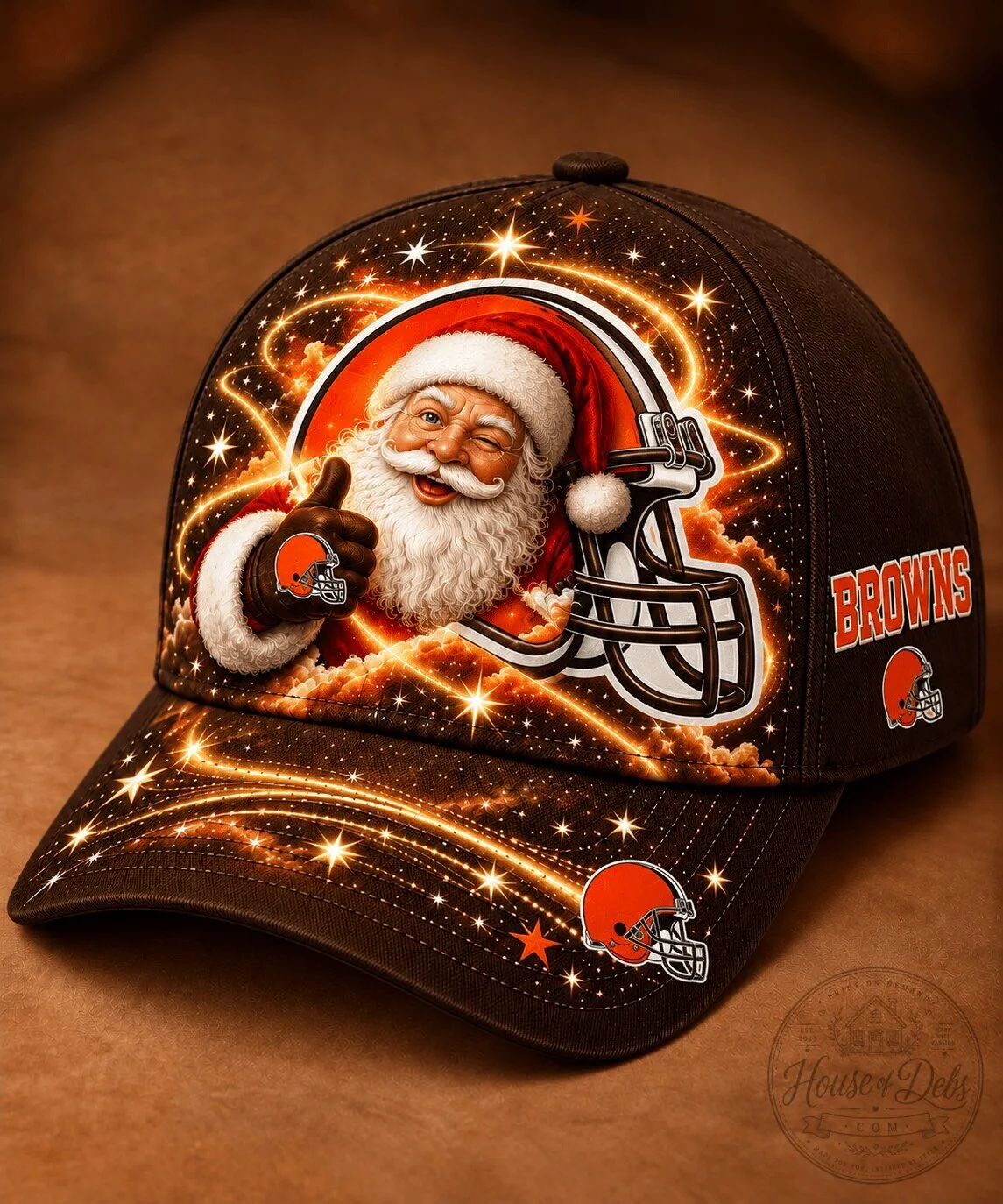 Cleveland Browns Santa Claus Christmas Golden Starlight Baseball Cap Hat