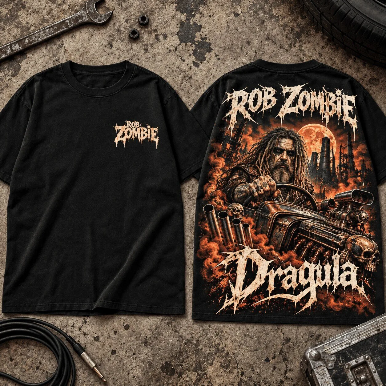 Rob Zombie Dragula Industrial Metal Music Album Art Black Graphic T-Shirt