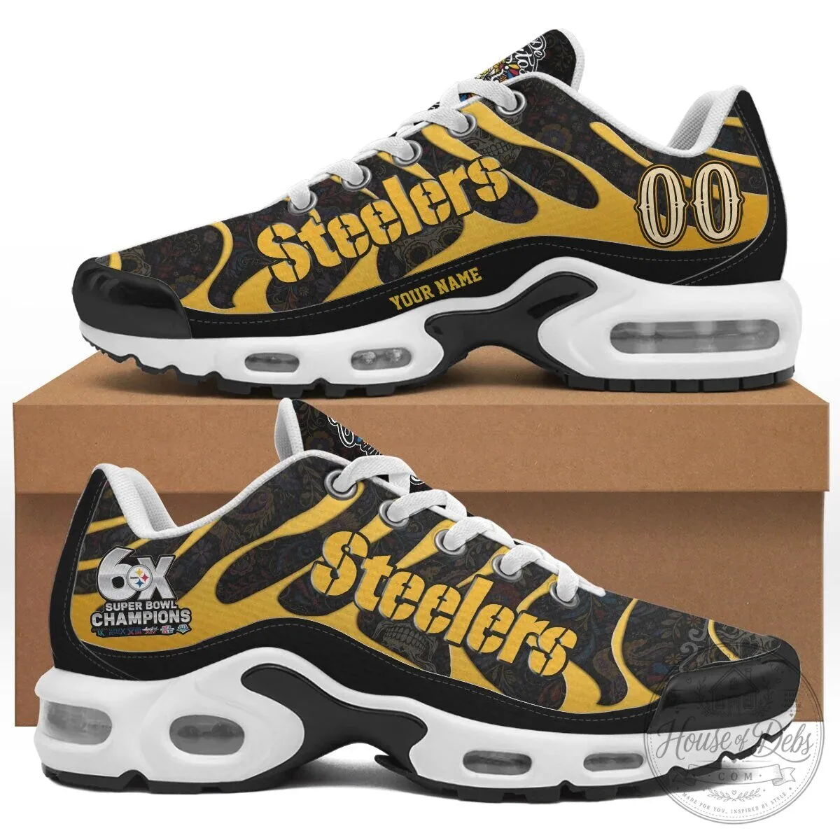 Pittsburgh Steelers Day of the Dead Edition Custom Sport Shoes 1 Pittsburgh Steelers Day of the Dead Edition Custom Sport Shoes