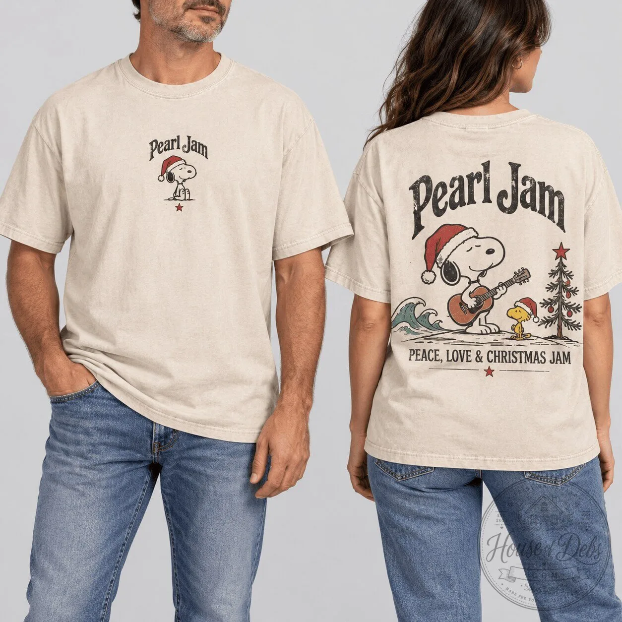 Pearl Jam Snoopy Peace Love Christmas Jam Holiday T-Shirt
