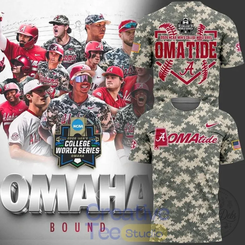 Alabama Crimson Tide 2026 Baseball College World Series Camouflage T-Shirt