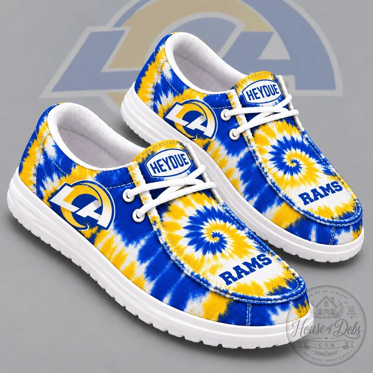 Los Angeles Rams Tie Dye Pattern Casual Shoes