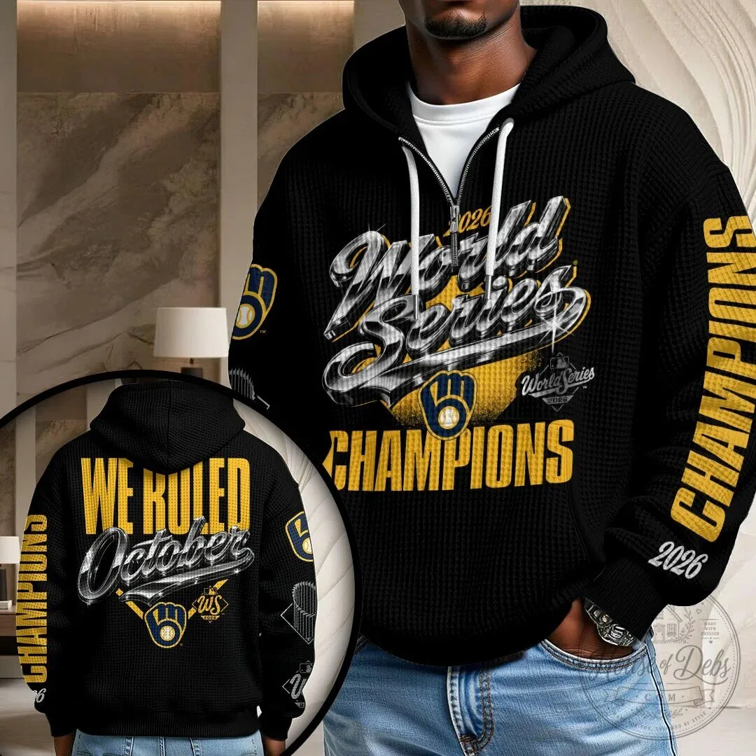 Milwaukee Brewers 2026 World Series Champions Black Waffle Knit Hoodie
