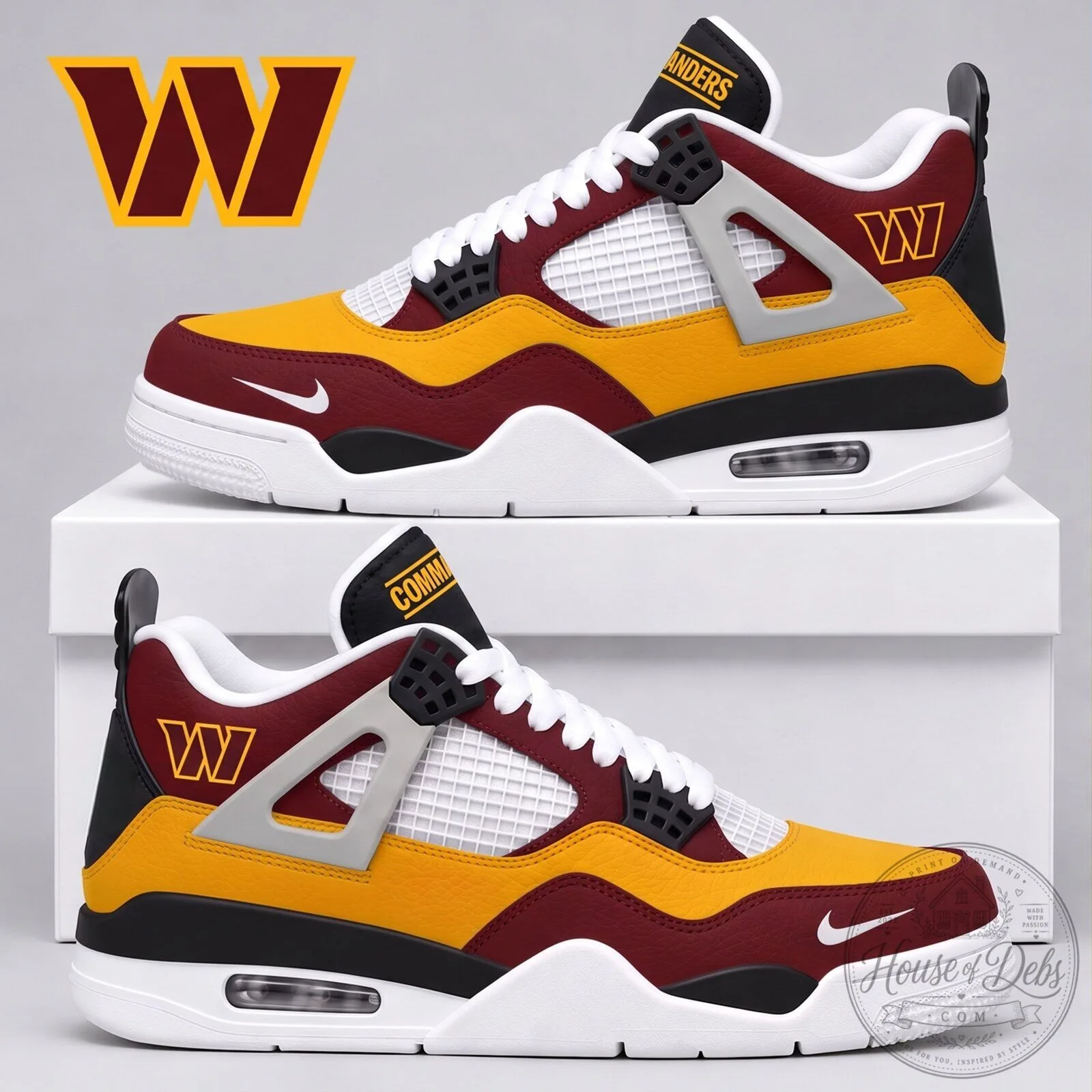 Washington Commanders Football Team Air Jordan 4 Sneakers