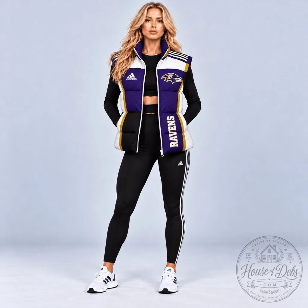Baltimore Ravens NFL Adidas Vintage Colorblock Sleeveless Puffer Vest 1 Baltimore Ravens NFL Adidas Vintage Colorblock Sleeveless Puffer Vest