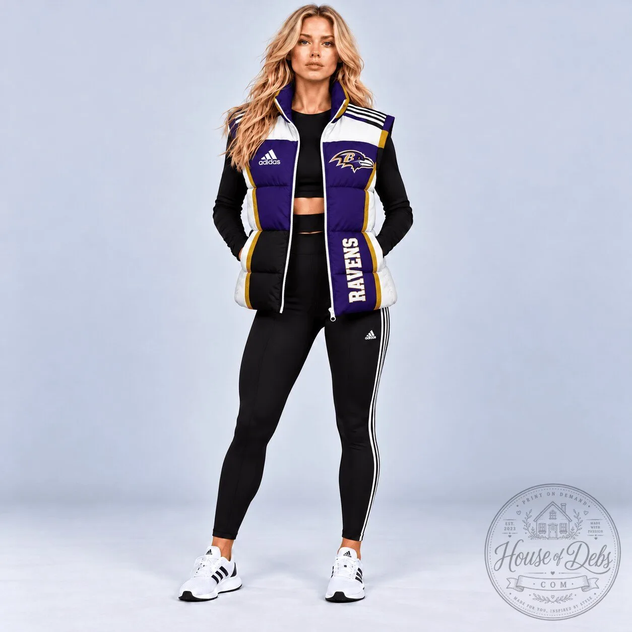 Baltimore Ravens NFL Adidas Vintage Colorblock Sleeveless Puffer Vest