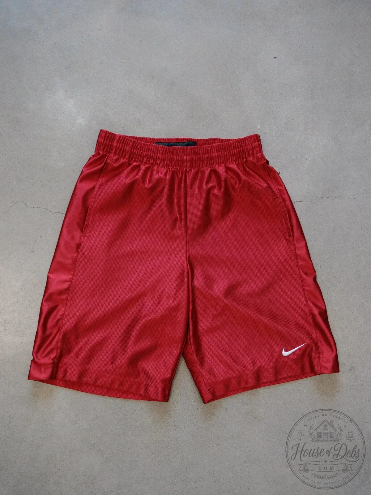 Vintage Nike Red Basketball Shorts with White Swoosh Logo