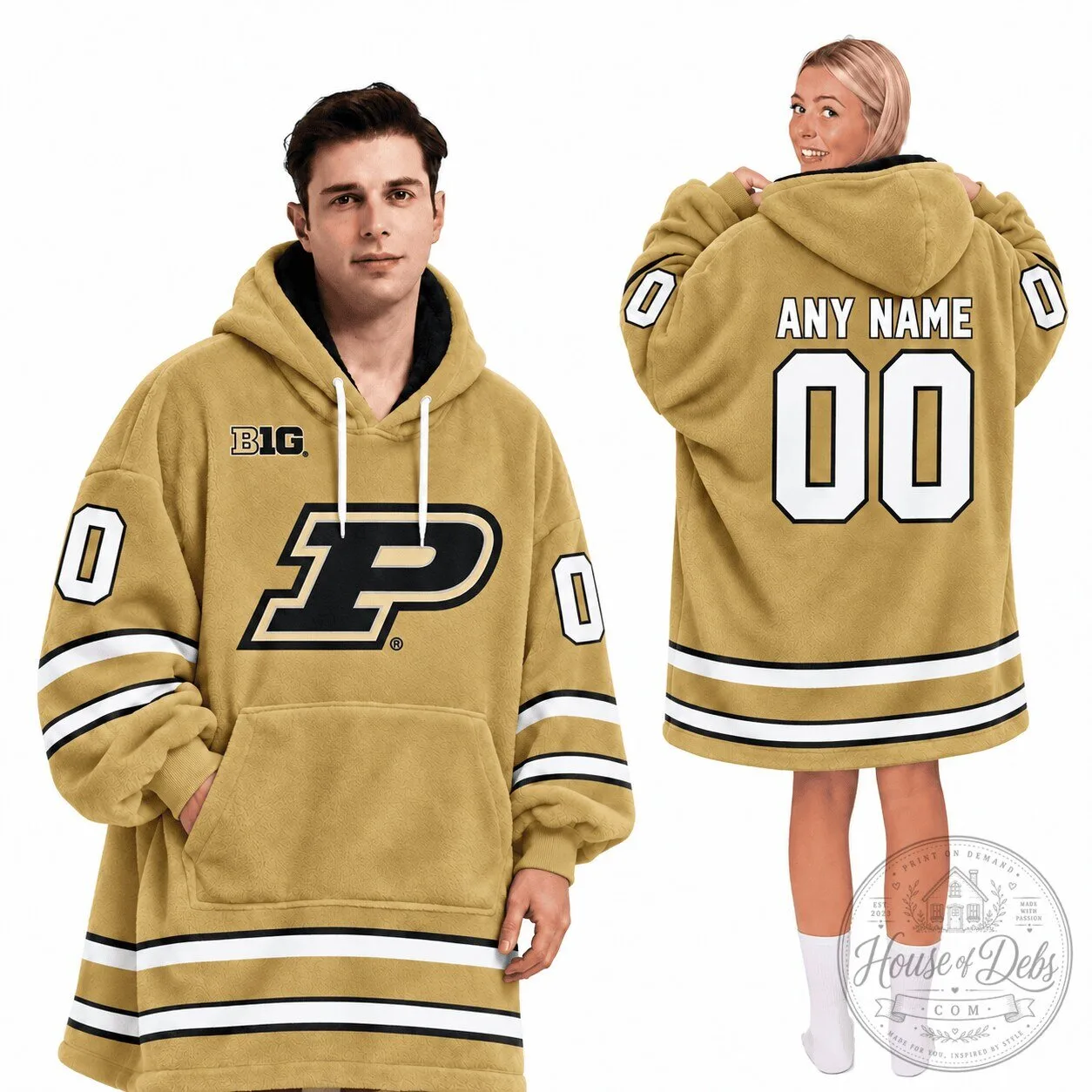 Purdue Boilermakers Football Team Wearable Blanket Hoodie