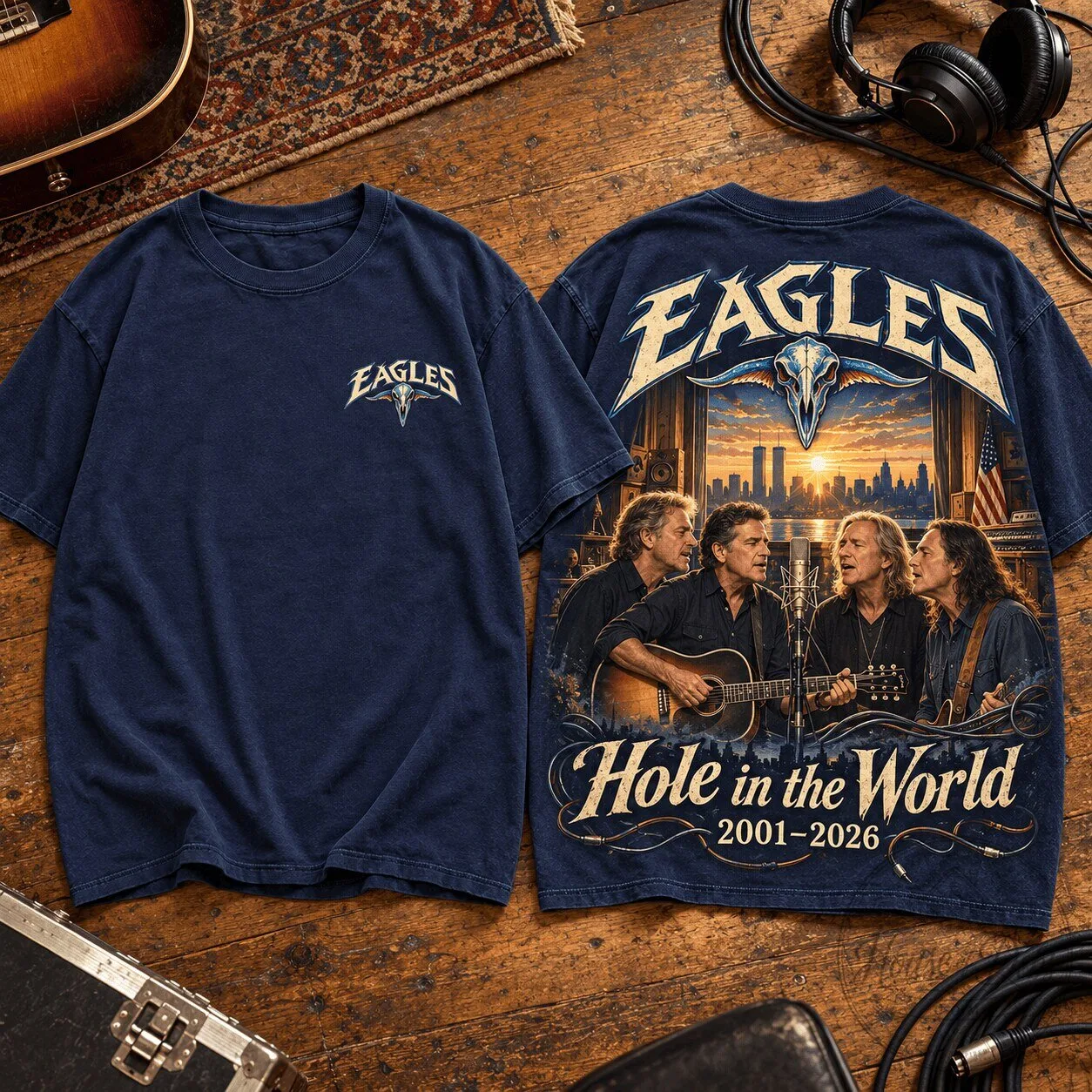 Eagles Hole in the World Sunset Skyline Band Music Fan T-Shirt 1 Eagles Hole in the World Sunset Skyline Band Music Fan T-Shirt