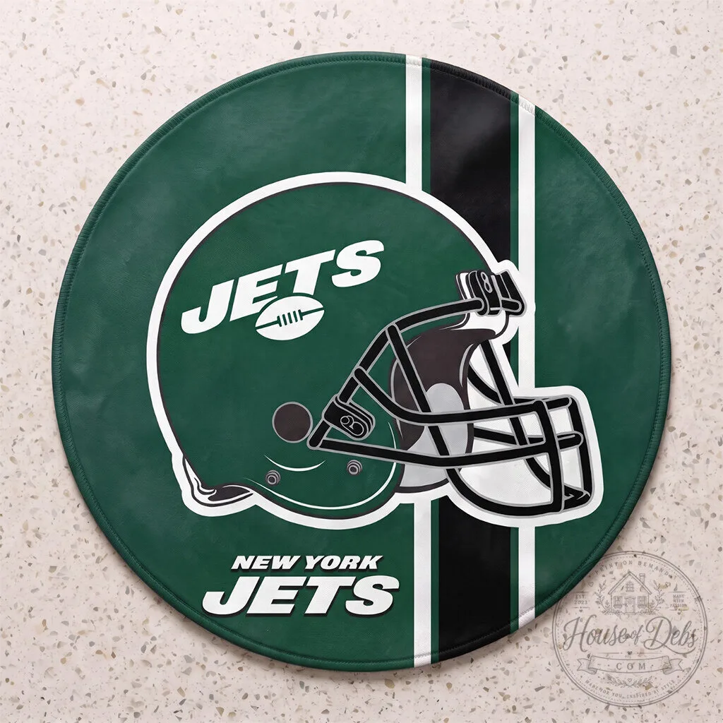 New York Jets Football Team Helmet Logo Round Area Rug